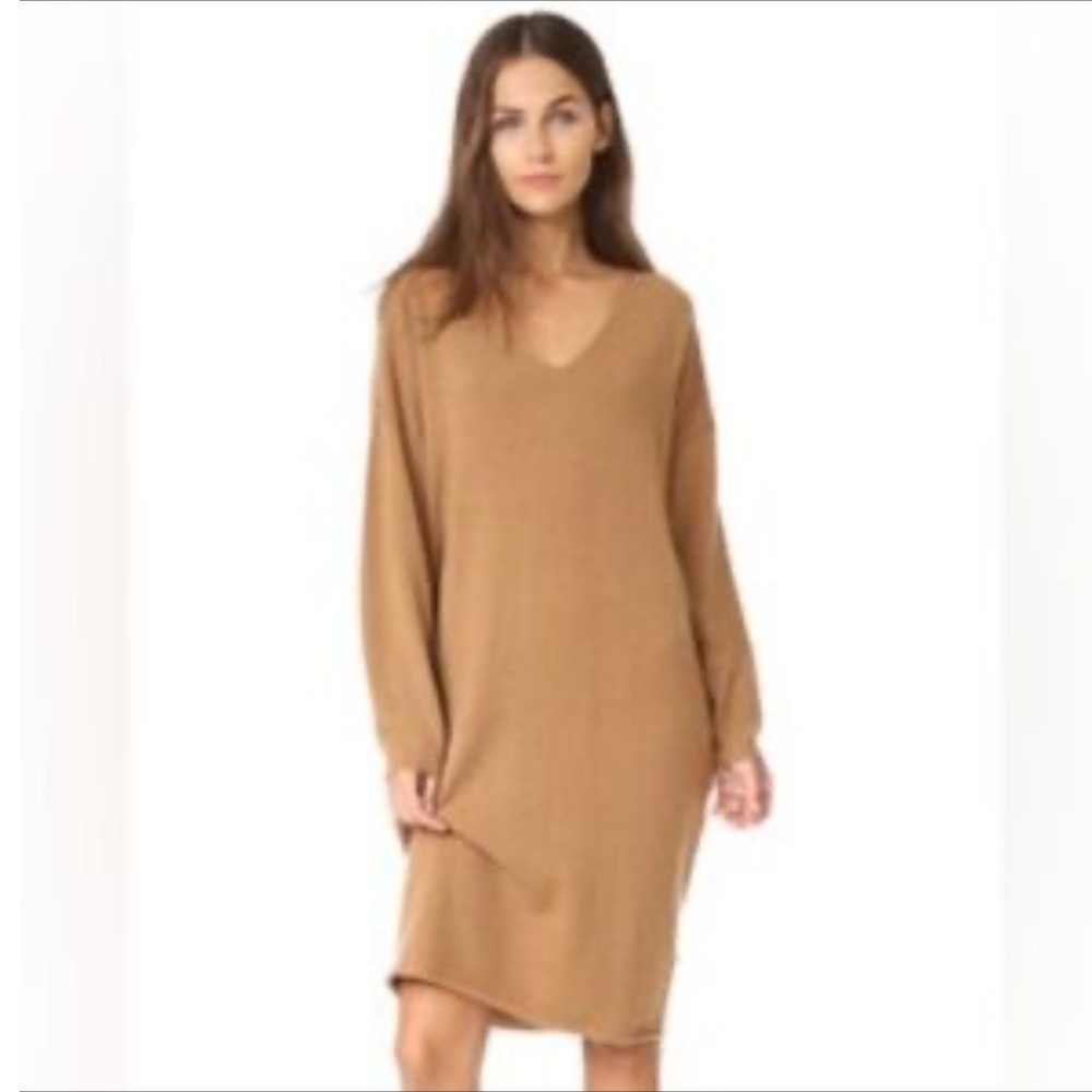 DemyLee New York 100%‎ Cashmere Oversized Knit Sweater Dress Camel Brown Small - Picture 2 of 9